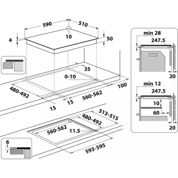 Indesit IB 65B60 NE Schwarz Einbau 59 cm Induktionskochfeld 4 Zone(n)