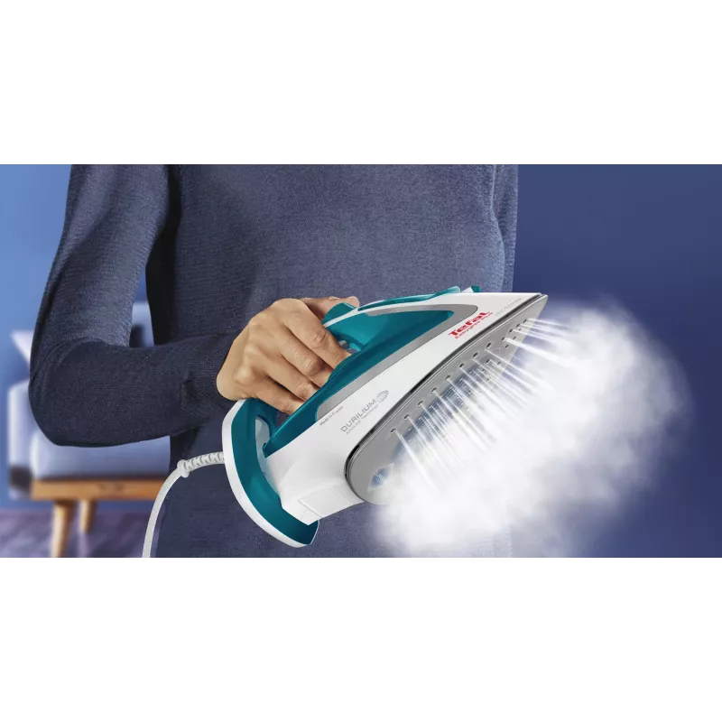 Tefal EasyGliss Plus FV5718 Bügeleisen Dampfbügeleisen Durilium-Bügelsohle 2400 W Türkis, Weiß