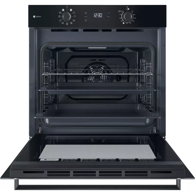 Einbau-Elektroherd INDESIT IO K58HS B — 71 L, Hydrolytische Reinigung, Konvektion, Grill, Dampf