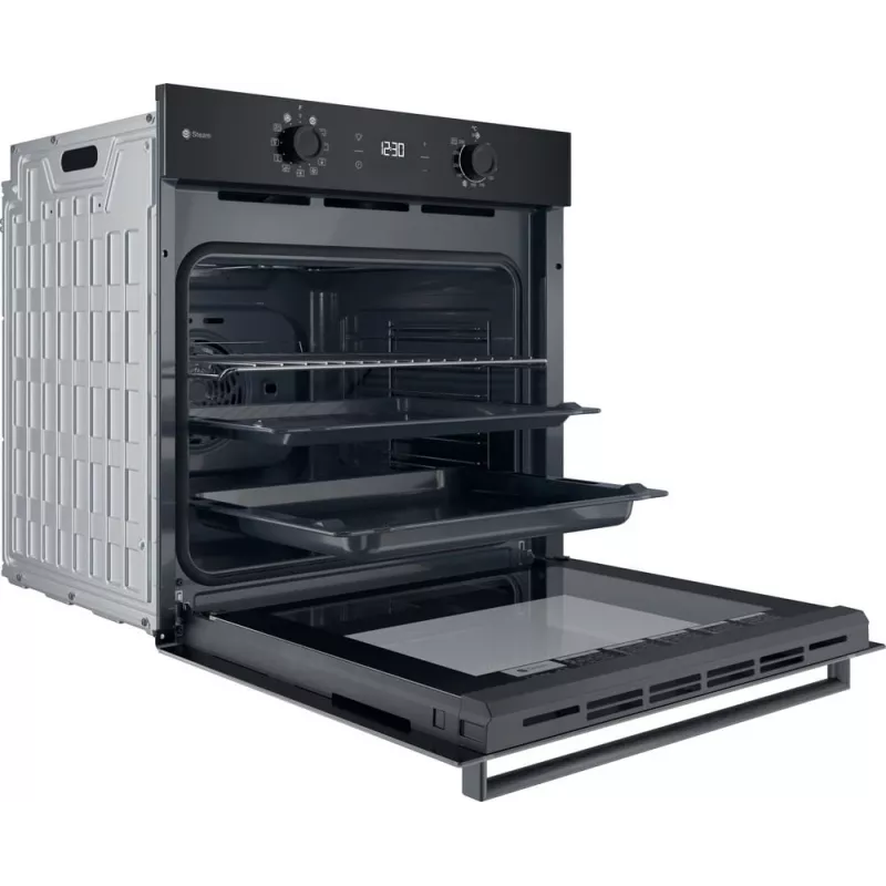 Einbau-Elektroherd INDESIT IO K58HS B — 71 L, Hydrolytische Reinigung, Konvektion, Grill, Dampf