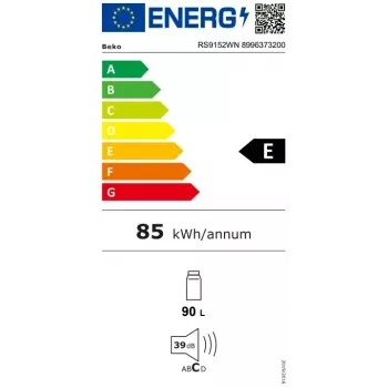 Standkühlschrank BEKO RS9152WN, 200 L Kapazität, 84 cm Höhe, Energieeffizienzklasse E, weiß