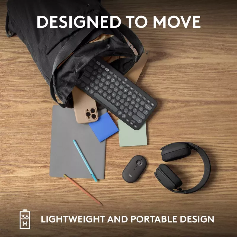 Logitech Pebble Keys 2 K380s Tastatur Universal RF Wireless + Bluetooth QWERTY US International Graphite