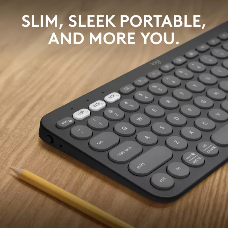 Logitech Pebble Keys 2 K380s Tastatur Universal RF Wireless + Bluetooth QWERTY US International Graphite