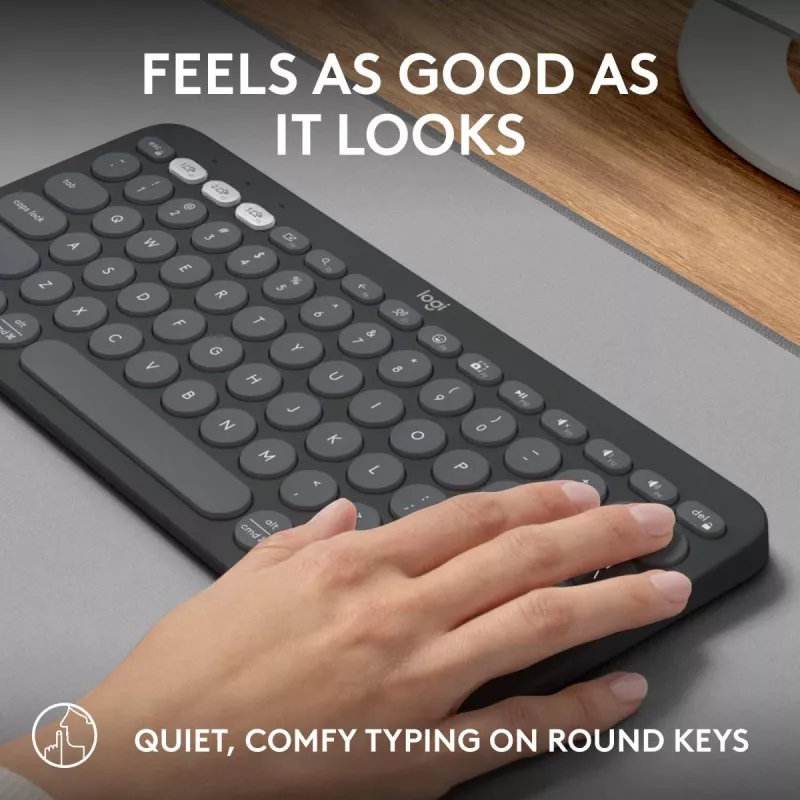 Logitech Pebble Keys 2 K380s Tastatur Universal RF Wireless + Bluetooth QWERTY US International Graphite