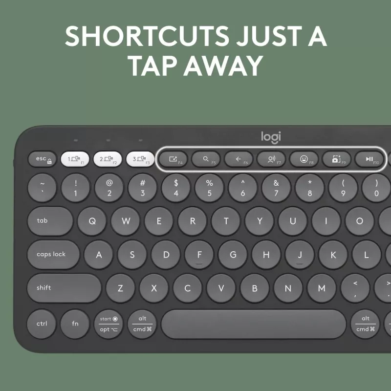 Logitech Pebble Keys 2 K380s Tastatur Universal RF Wireless + Bluetooth QWERTY US International Graphite