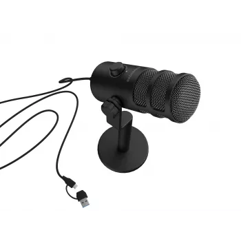 Kabelgebundenes PC-Mikrofon GENESIS Radium 350D – USB Typ-A/Typ-C, -48 dB Empfindlichkeit, 16–14.000 Hz, 2,5 m Kabel, schwarz