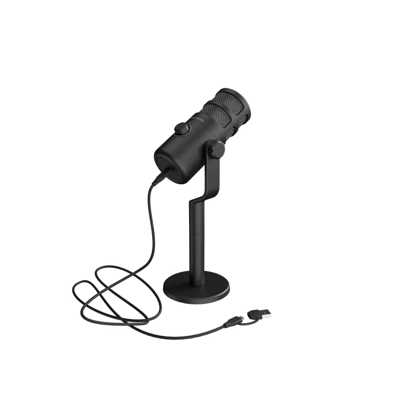 Kabelgebundenes PC-Mikrofon GENESIS Radium 350D – USB Typ-A/Typ-C, -48 dB Empfindlichkeit, 16–14.000 Hz, 2,5 m Kabel, schwarz