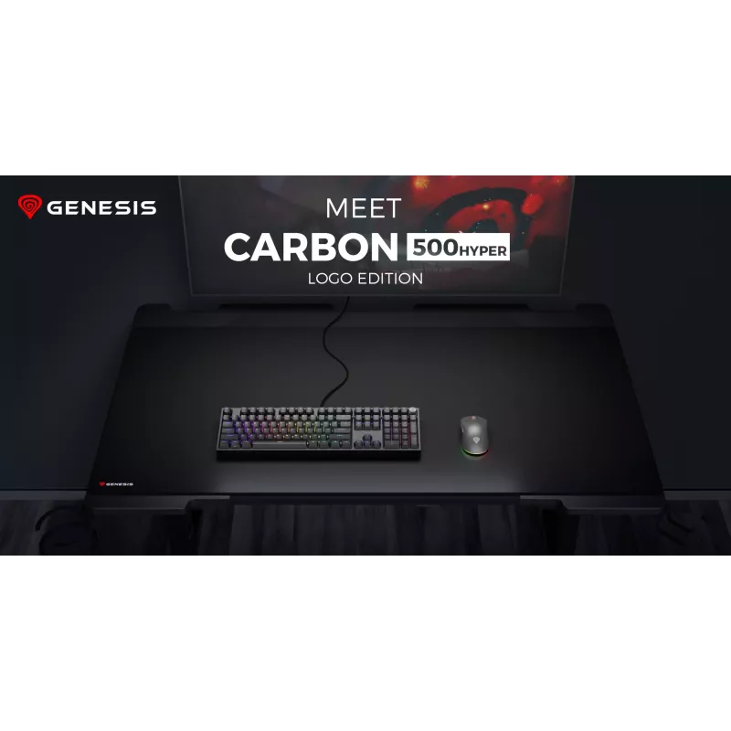 GENESIS Carbon 500 Hyper Logo, Schwarz, Monochromatisch, Stoff, Gummi, Gaming-Mauspad