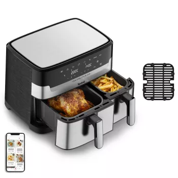 Tefal Dual Easy Fry & Grill EY905D Double 8,3 L Standgerät 2700 W Heißluftfritteuse Edelstahl