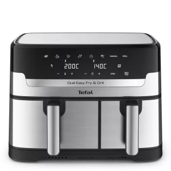 Tefal Dual Easy Fry & Grill EY905D Double 8,3 L Standgerät 2700 W Heißluftfritteuse Edelstahl