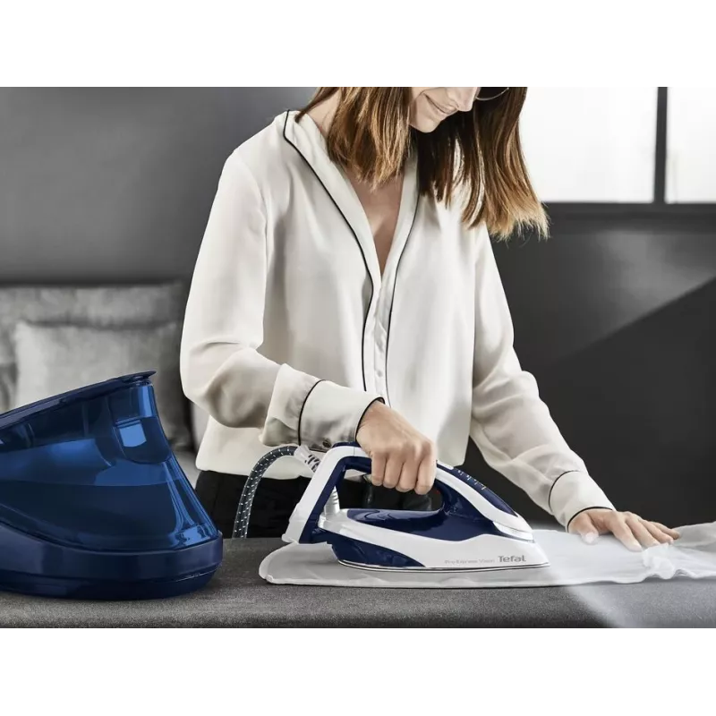 Tefal Pro Express Vision GV9812 3000 W 1,1 L Durilium AirGlide Autoclean Bügelsohle Blau, Weiß