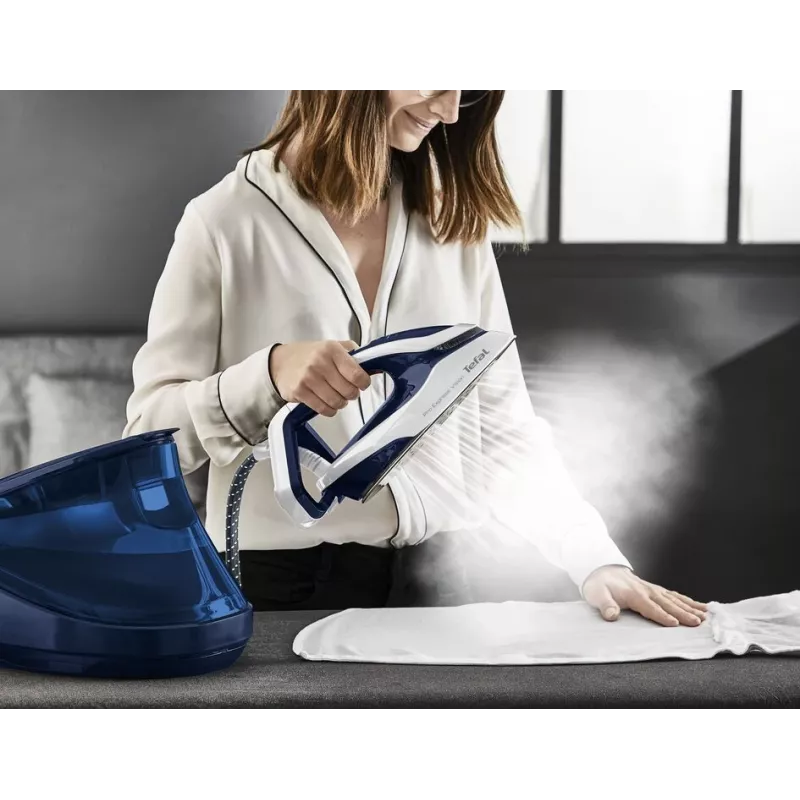 Tefal Pro Express Vision GV9812 3000 W 1,1 L Durilium AirGlide Autoclean Bügelsohle Blau, Weiß