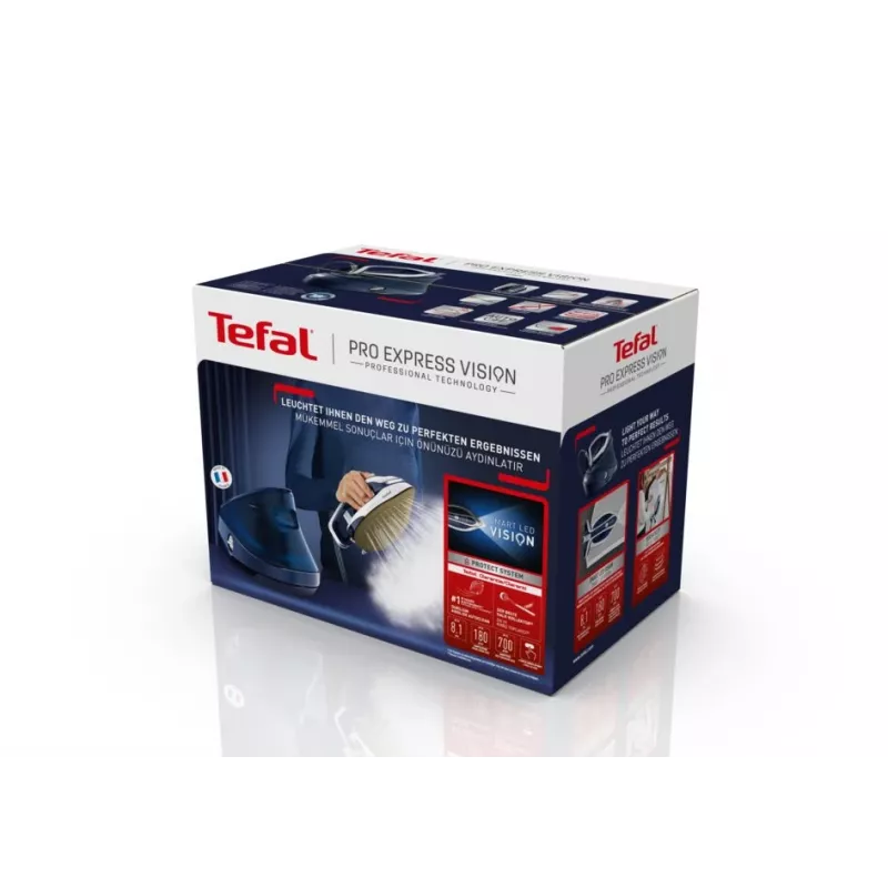 Tefal Pro Express Vision GV9812 3000 W 1,1 L Durilium AirGlide Autoclean Bügelsohle Blau, Weiß