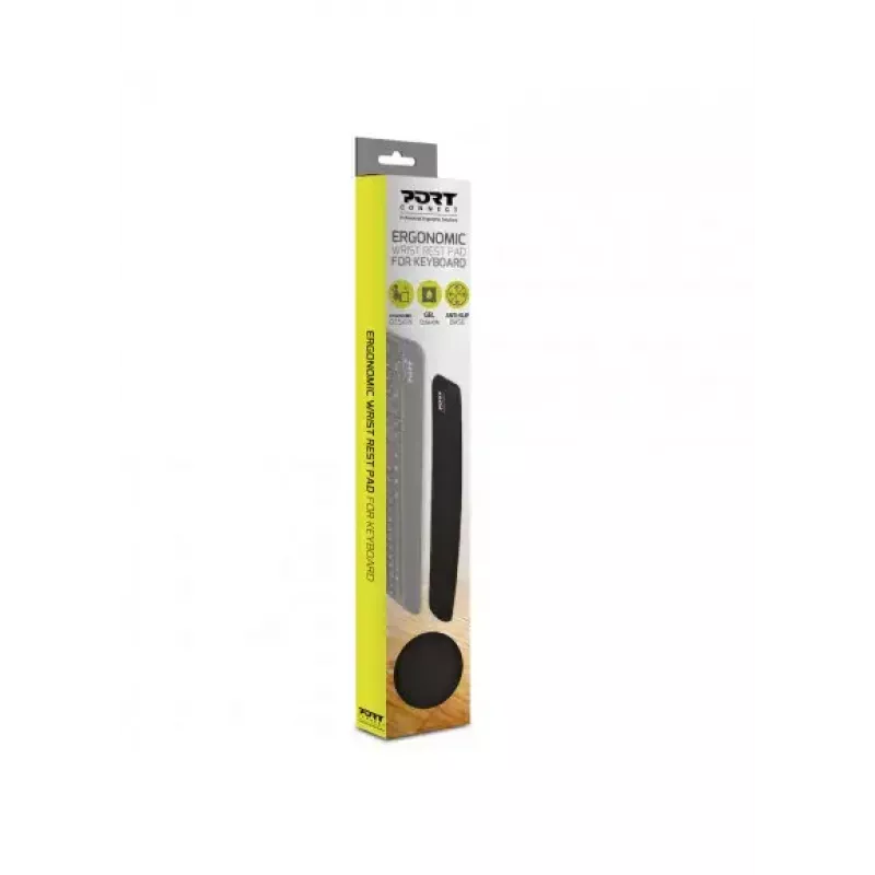 Handgelenkauflage Port Designs 900718 — Gel/Silikon/Gummi/Polyester, 400 × 60 × 20 mm, schwarz