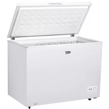 Gefriertruhe BEKO CF316EWN, 308 L Nutzinhalt, Energieeffizienzklasse E, 235 kWh/Jahr, 40 dB, weiß