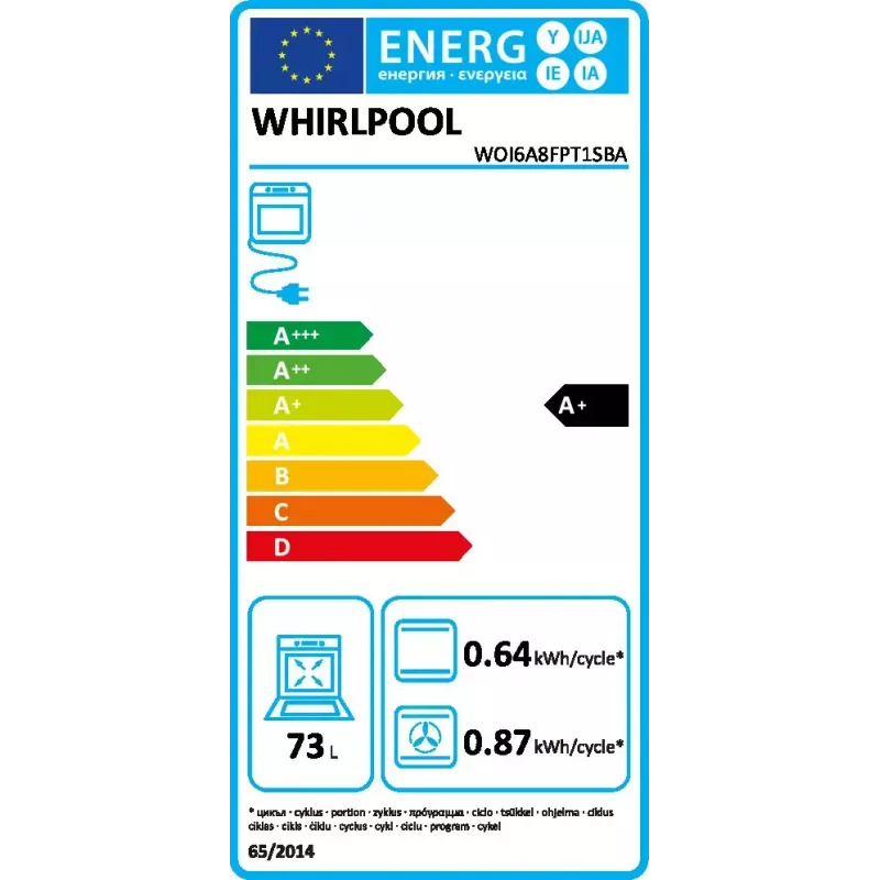 Einbau-Backofen Whirlpool WOI6A8FPT1SBA 73 L Elektrisch Schwarz Touch-Bedienung