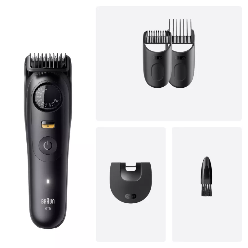 Bartschneider BRAUN BT5520 — 0,5–20 mm, 40 Längeneinstellungen, wiederaufladbar, 120 min Akkulaufzeit, schwarz