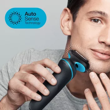 Folienrasierer BRAUN Series 5 51-M1000s — 3-Kopf, Nass & Trocken, Li‑Ion Akku, Schnellladung, Schwarz/Blau