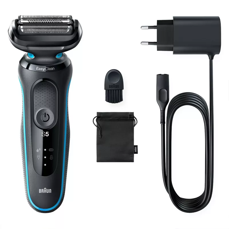 Folienrasierer BRAUN Series 5 51-M1000s — 3-Kopf, Nass & Trocken, Li‑Ion Akku, Schnellladung, Schwarz/Blau