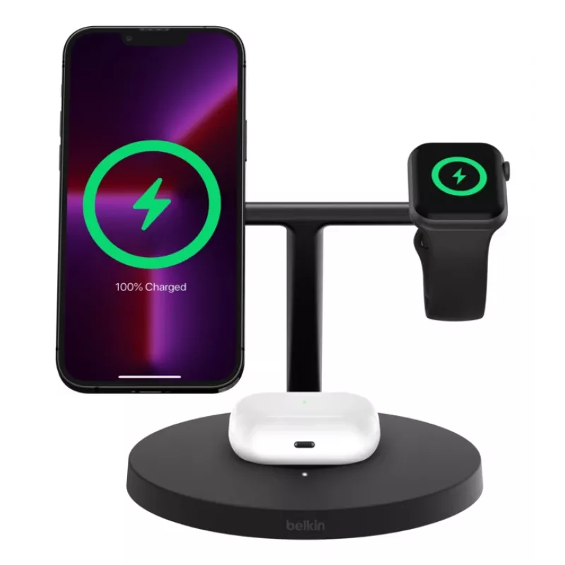 BELKIN Wireless Charging Stand - Boost Charge Pro - 3-in-1 With Qi2 15w - Schwarz
