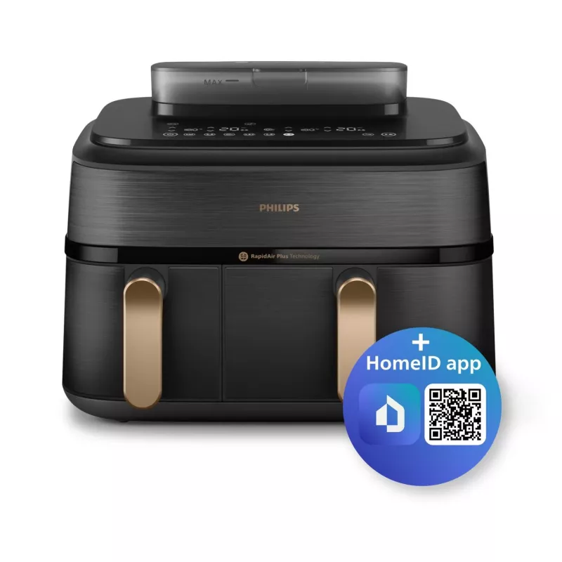Philips 5000 Serie NA552/00 Fritteuse Doppelt 9 l Standgerät 2750 W Heißluftfritteuse Schwarz, Gold