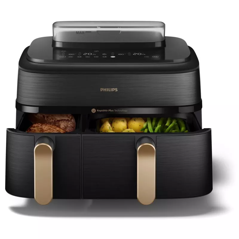 Philips 5000 Serie NA552/00 Fritteuse Doppelt 9 l Standgerät 2750 W Heißluftfritteuse Schwarz, Gold