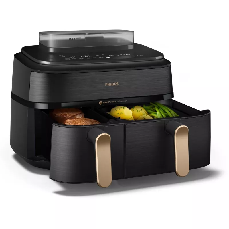 Philips 5000 Serie NA552/00 Fritteuse Doppelt 9 l Standgerät 2750 W Heißluftfritteuse Schwarz, Gold