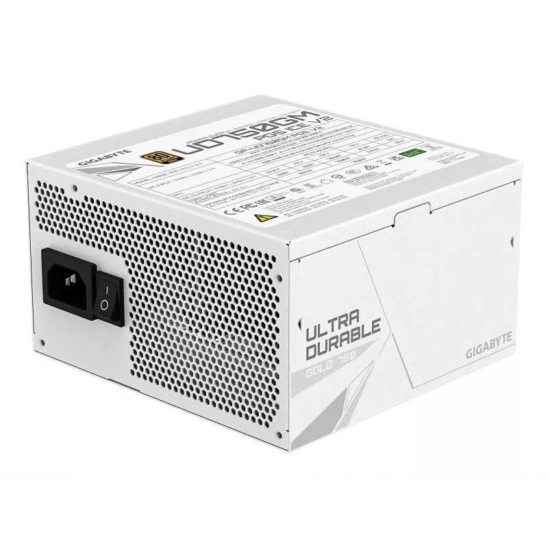 Netzteil GIGABYTE UD750GM PG5 V2 750W ATX 3.1, 80 PLUS Gold, vollmodular, 8 SATA, 4x (6+2) PCIe, 2x EPS, weiß