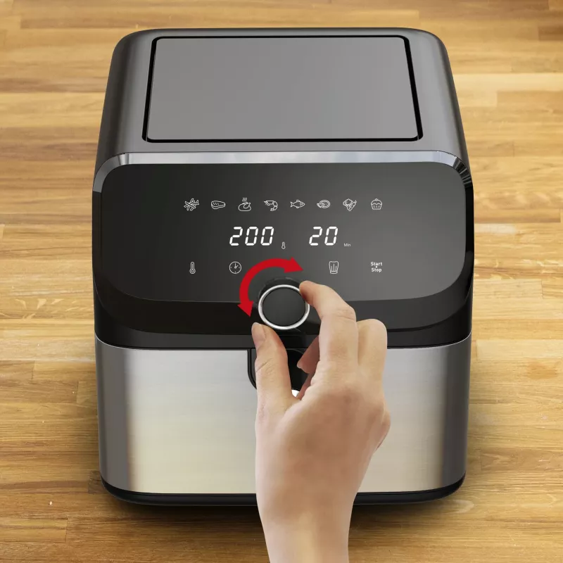 Tefal Easy Fry Mega EY855D10 Fritteuse Einzeln 7,5 l Standgerät 2020 W Heißluftfritteuse Schwarz, Edelstahl