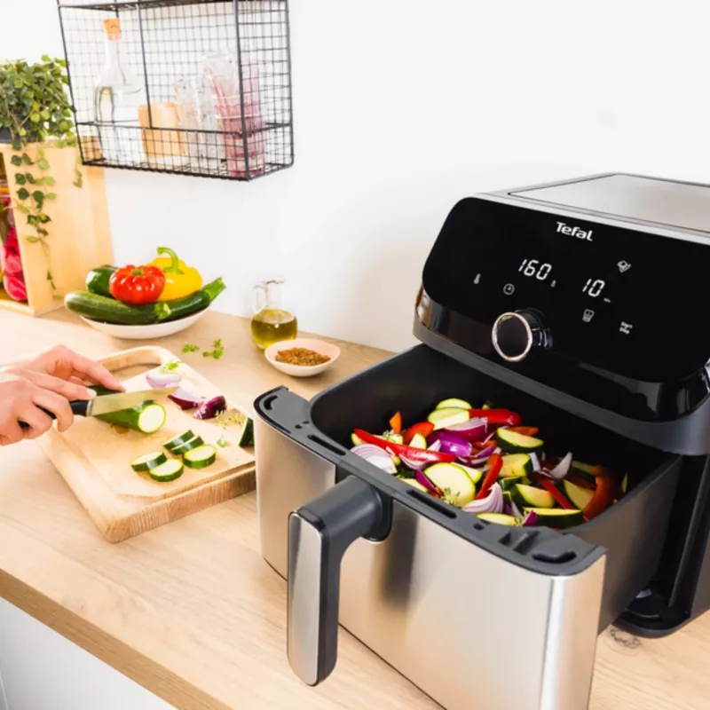 Tefal Easy Fry Mega EY855D10 Fritteuse Einzeln 7,5 l Standgerät 2020 W Heißluftfritteuse Schwarz, Edelstahl