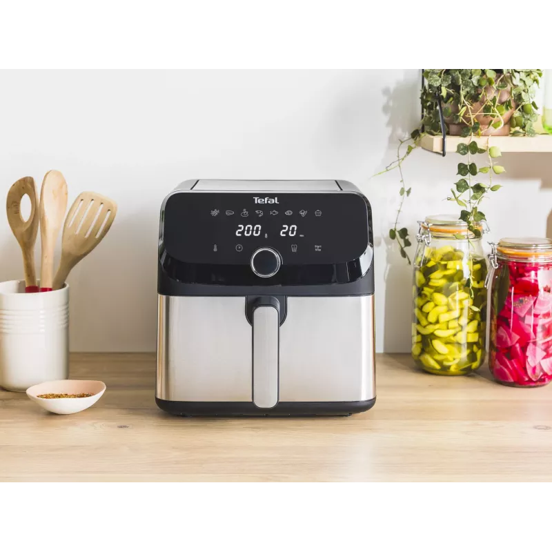 Tefal Easy Fry Mega EY855D10 Fritteuse Einzeln 7,5 l Standgerät 2020 W Heißluftfritteuse Schwarz, Edelstahl