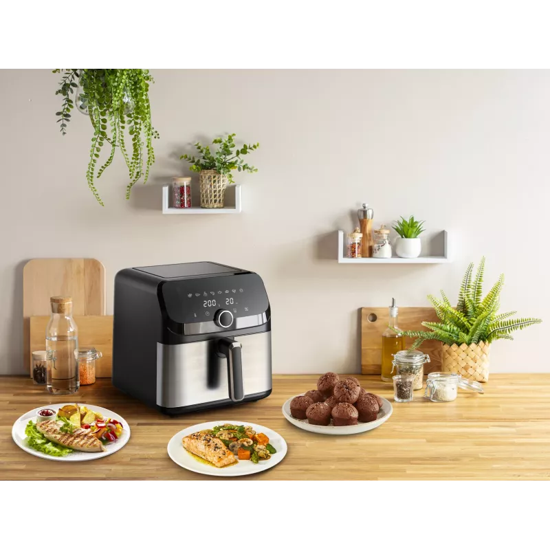 Tefal Easy Fry Mega EY855D10 Fritteuse Einzeln 7,5 l Standgerät 2020 W Heißluftfritteuse Schwarz, Edelstahl