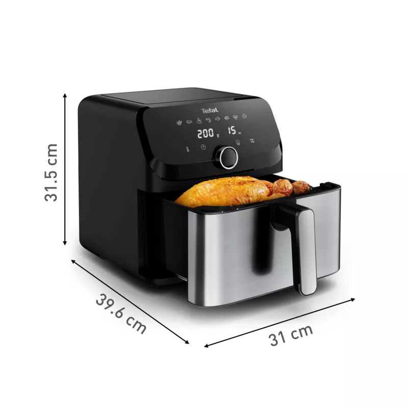 Tefal Easy Fry Mega EY855D10 Fritteuse Einzeln 7,5 l Standgerät 2020 W Heißluftfritteuse Schwarz, Edelstahl