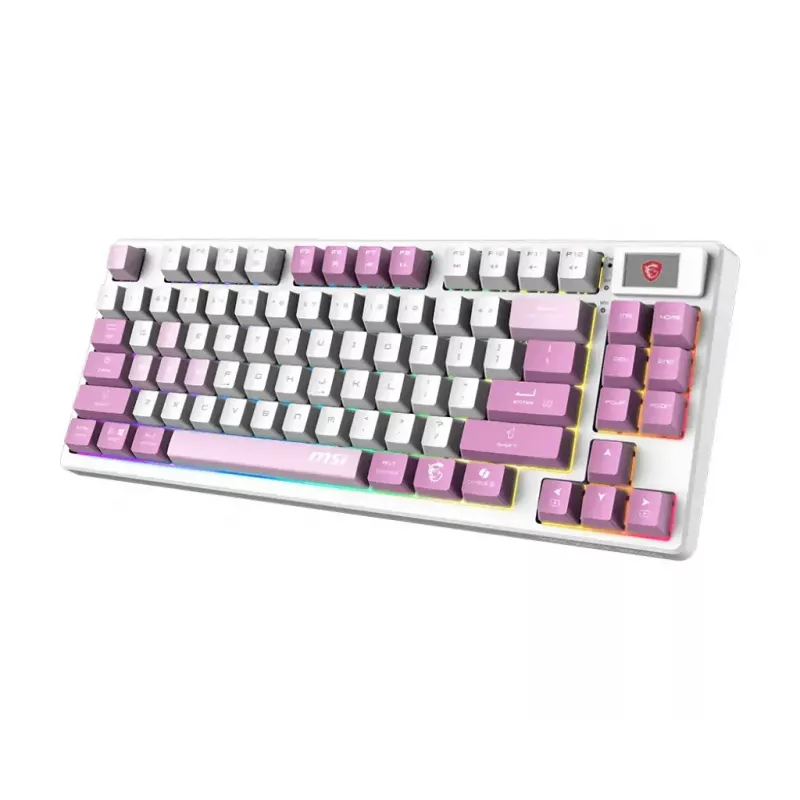 MSI FORGE GK600 TKL WIRELESS VIOLET Tastatur Gaming USB + Bluetooth QWERTY UK English Pink, Violett, Weiß