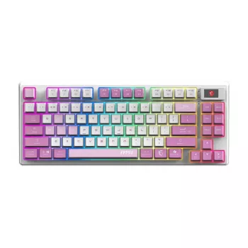 MSI FORGE GK600 TKL WIRELESS VIOLET Tastatur Gaming USB + Bluetooth QWERTY UK English Pink, Violett, Weiß