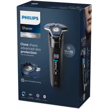 Elektrischer Rotationsrasierer Philips Series 7000 S7886/35 — 3 Scherköpfe, Nass & Trocken, Li-Ion-Akku, 60 min Laufzeit, Schwarz