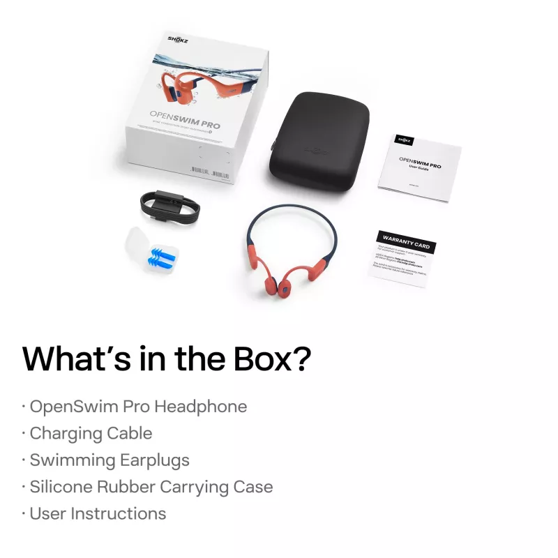 Headset Shokz OpenSwim Pro — kabelloses Open-Ear-Knochenleitungs-Headset, IP68 wasserdicht, Bluetooth 5.4, 32 GB, 9 Std. Wiedergabe, grau