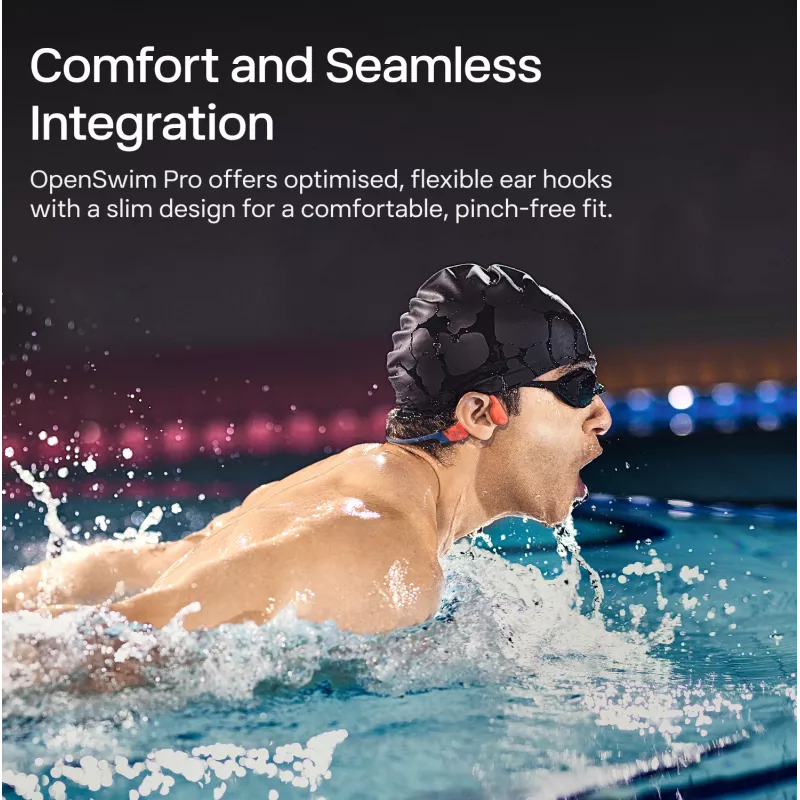 Headset Shokz OpenSwim Pro — kabelloses Open-Ear-Knochenleitungs-Headset, IP68 wasserdicht, Bluetooth 5.4, 32 GB, 9 Std. Wiedergabe, grau