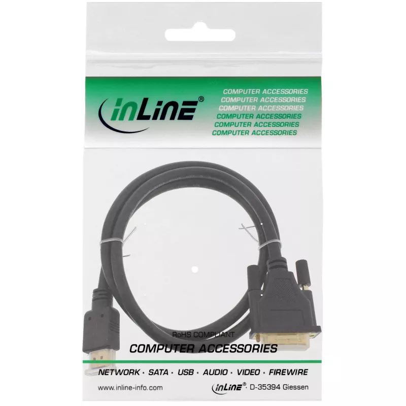 InLine HDMI zu DVI-Kabel Stecker / 18+1 Stecker vergoldet 3m