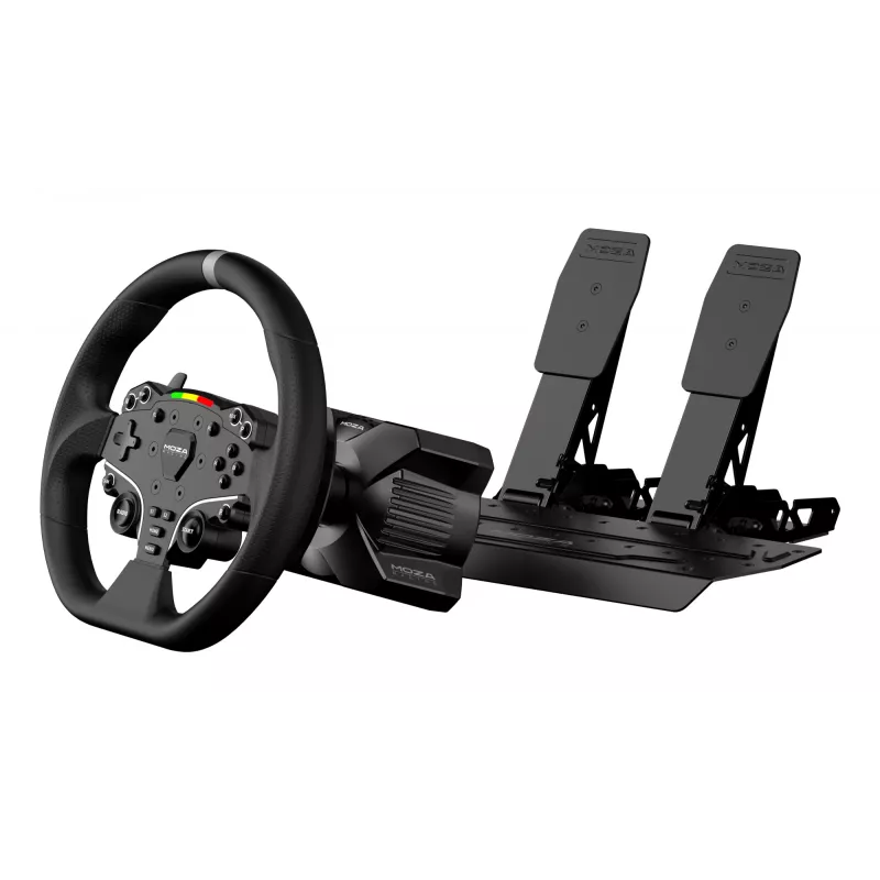 Moza Racing R3 Racing Wheel und Pedale für PC, Lenkrad + Pedale, PC, D-Pad, Menütaste, Modustaste, Pause-/Set-Taste, Starttaste, Digital, Unbegrenzt, Direktantrieb