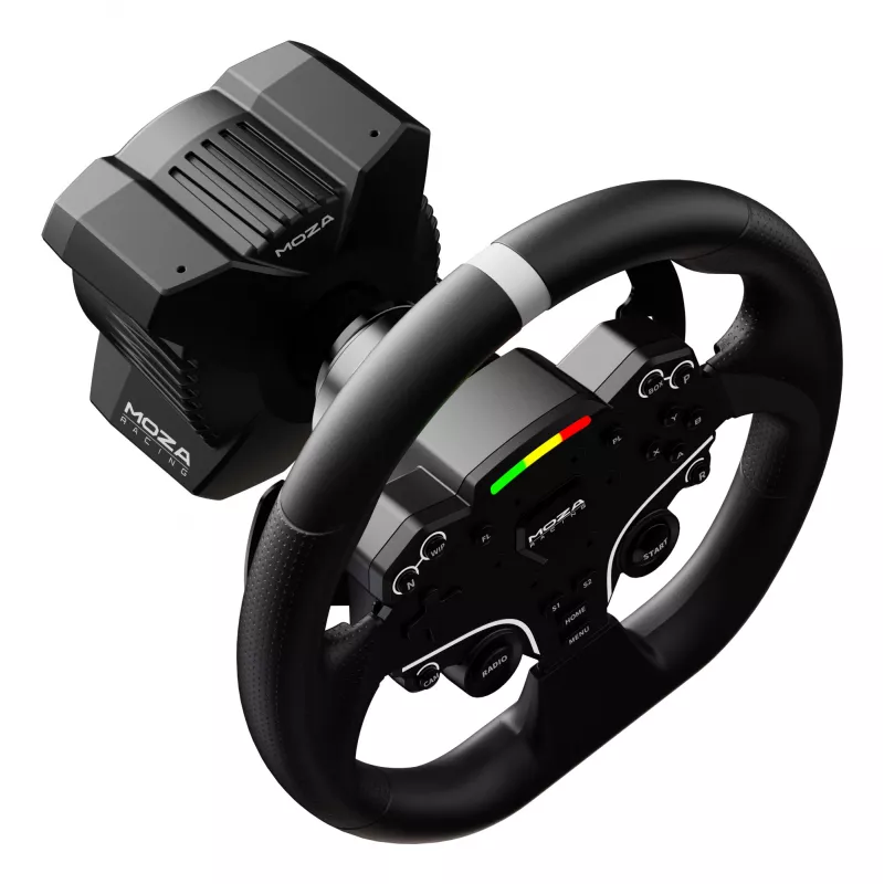 Moza Racing R3 Racing Wheel und Pedale für PC, Lenkrad + Pedale, PC, D-Pad, Menütaste, Modustaste, Pause-/Set-Taste, Starttaste, Digital, Unbegrenzt, Direktantrieb
