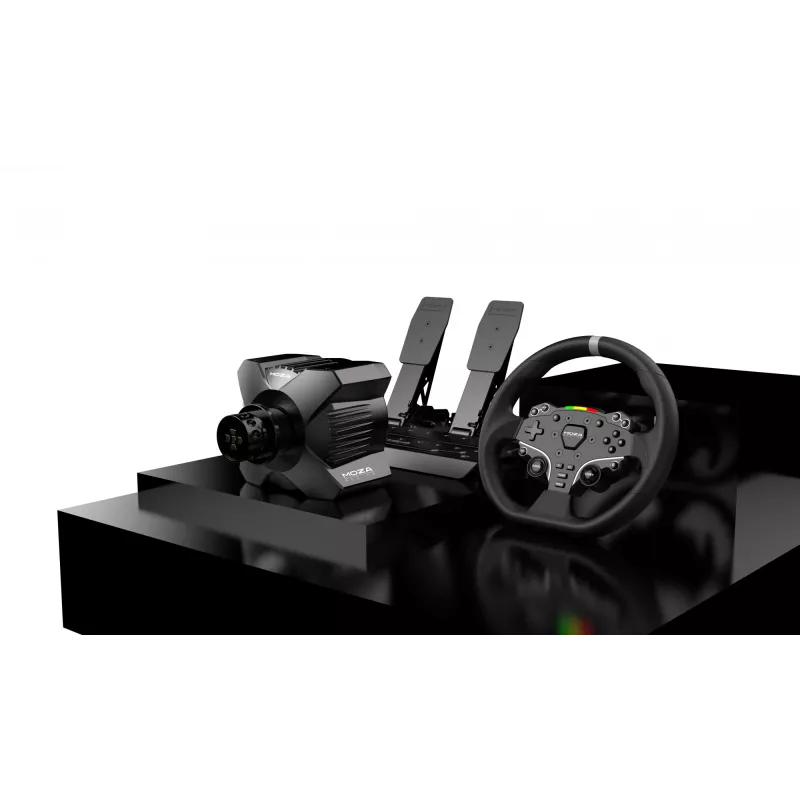 Moza Racing R3 Racing Wheel und Pedale für PC, Lenkrad + Pedale, PC, D-Pad, Menütaste, Modustaste, Pause-/Set-Taste, Starttaste, Digital, Unbegrenzt, Direktantrieb