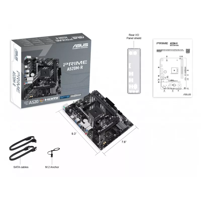 Motherboard ASUS PRIME A520M-R, AMD A520, Sockel AM4, micro ATX