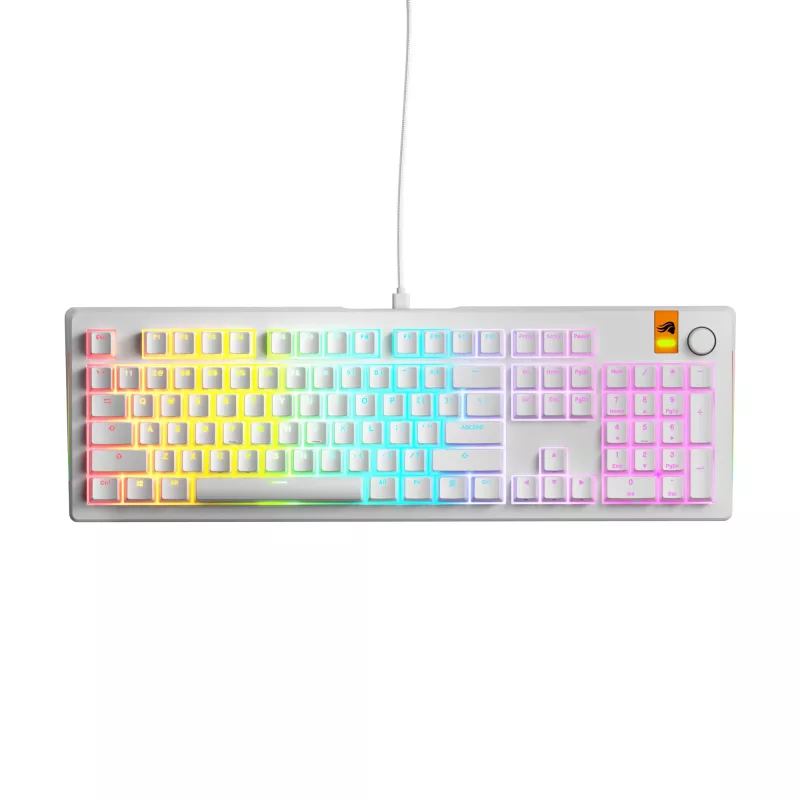 Mechanische kabelgebundene Full-Size-Tastatur (100%) GLORIOUS GMMK 3 HE – Weiß, USB, QWERTY, RGB