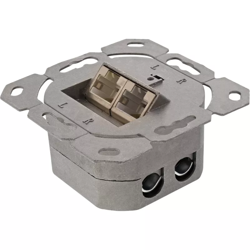 Wandanschlussdose InLine Cat.6 2x RJ45 horizontal — Aufputz- oder Unterputzmontage