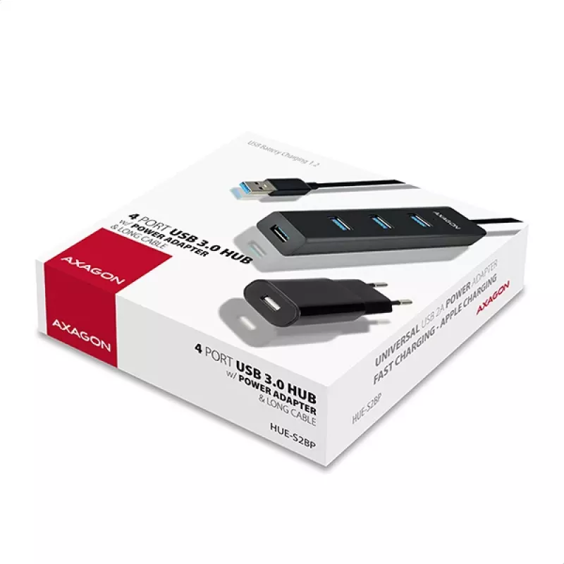 Axagon HUE-S2BP 4x USB 3.0 LADEHUB mit 1,2 m Kabel inkl. Netzteil