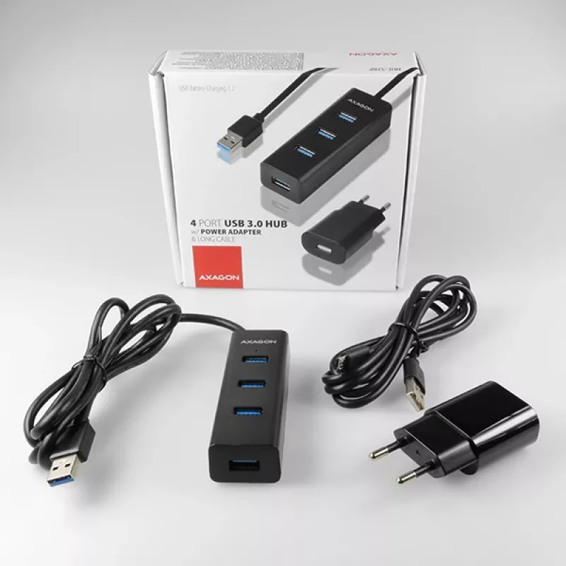 Axagon HUE-S2BP 4x USB 3.0 LADEHUB mit 1,2 m Kabel inkl. Netzteil