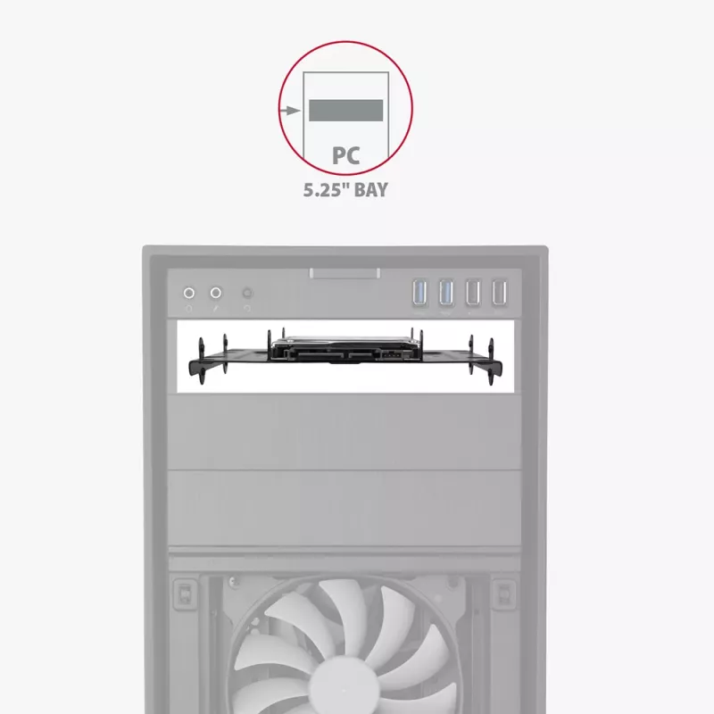 Axagon RHD-435 Halterung für 4x 2,5 Zoll oder 2x 2,5 Zoll HDD/SSD & 1x 3,5 Zoll HDD in 5,25-Zoll-Schacht, Metall
