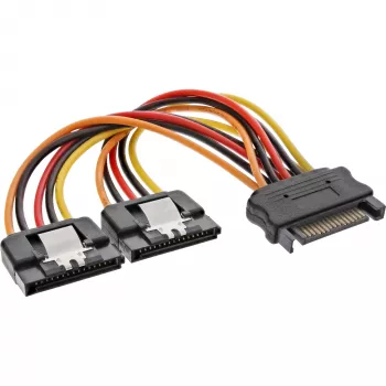 InLine SATA-Strom-Y-Kabel Buchse / 2x Stecker mit Sicherheitsverriegelung, 0,15m