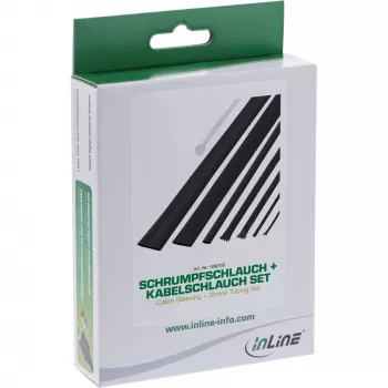 InLine Kabel Sleeving + Schrumpfschlauch-Set schwarz